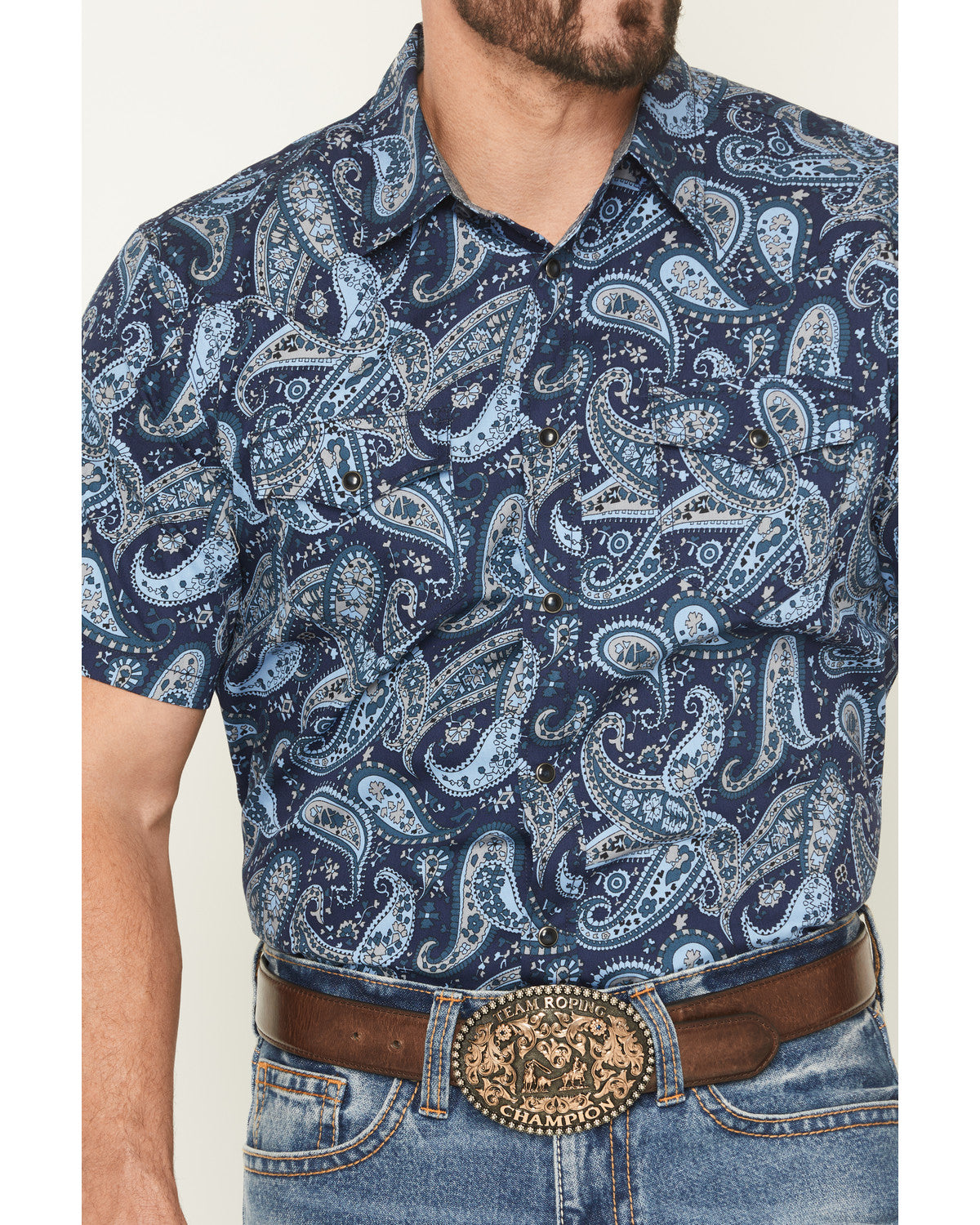 Cody James Men's Westward Paisley Print Short Sleeve Snap Western Shir