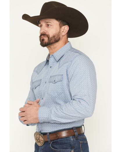 Cody James Men's Coastal Cowboy Micro Geo Print Long Sleeve Snap Weste
