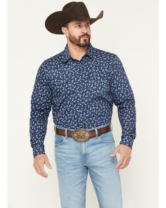 Cody James Men's Tidal Wave Micro Floral Print Long Sleeve Snap Wester