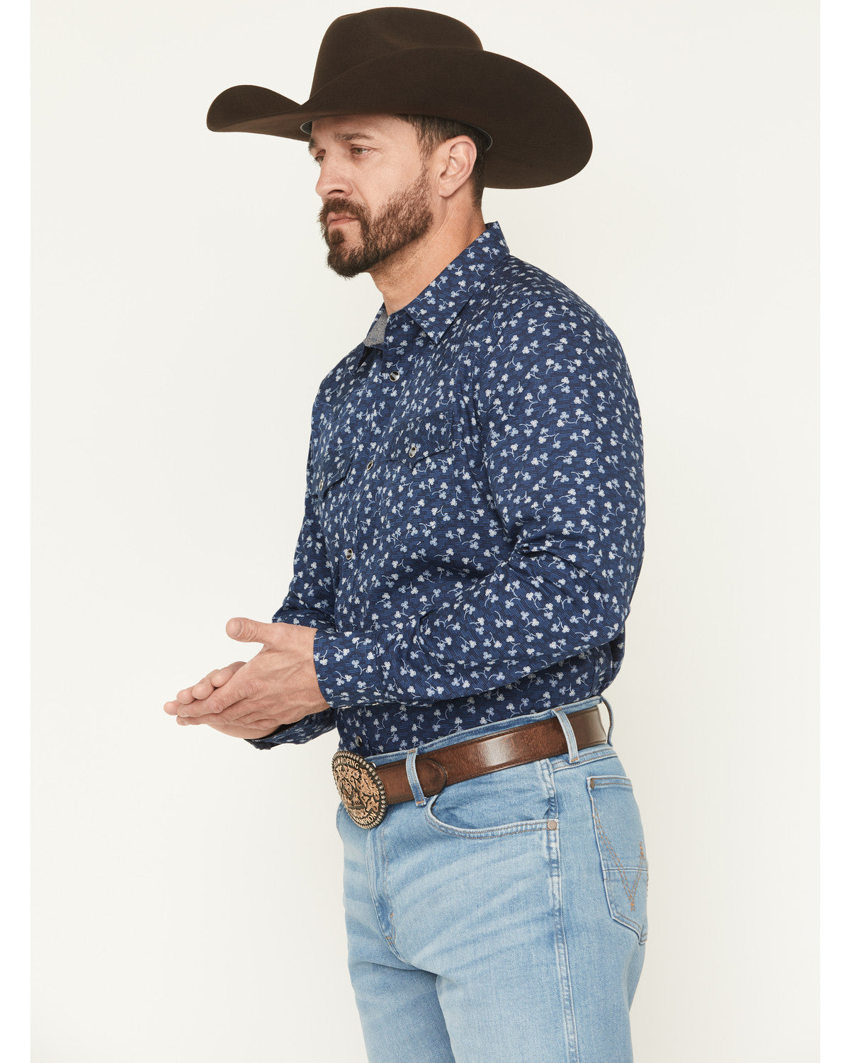 Cody James Men's Tidal Wave Micro Floral Print Long Sleeve Snap Wester