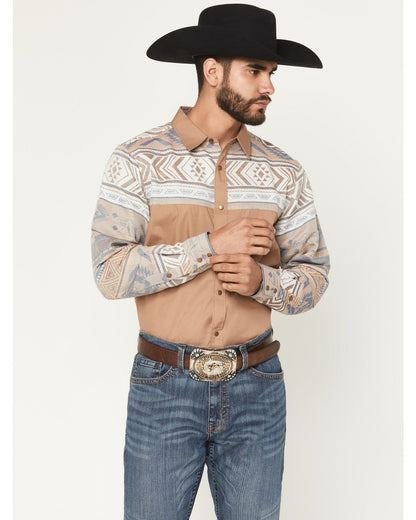 Cody James Men's Bronco Southwestern Block Long Sleeve Snap Western Sh