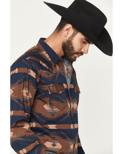 Cody James Men's Red River Range Southwestern Print Long Sleeve Snap W