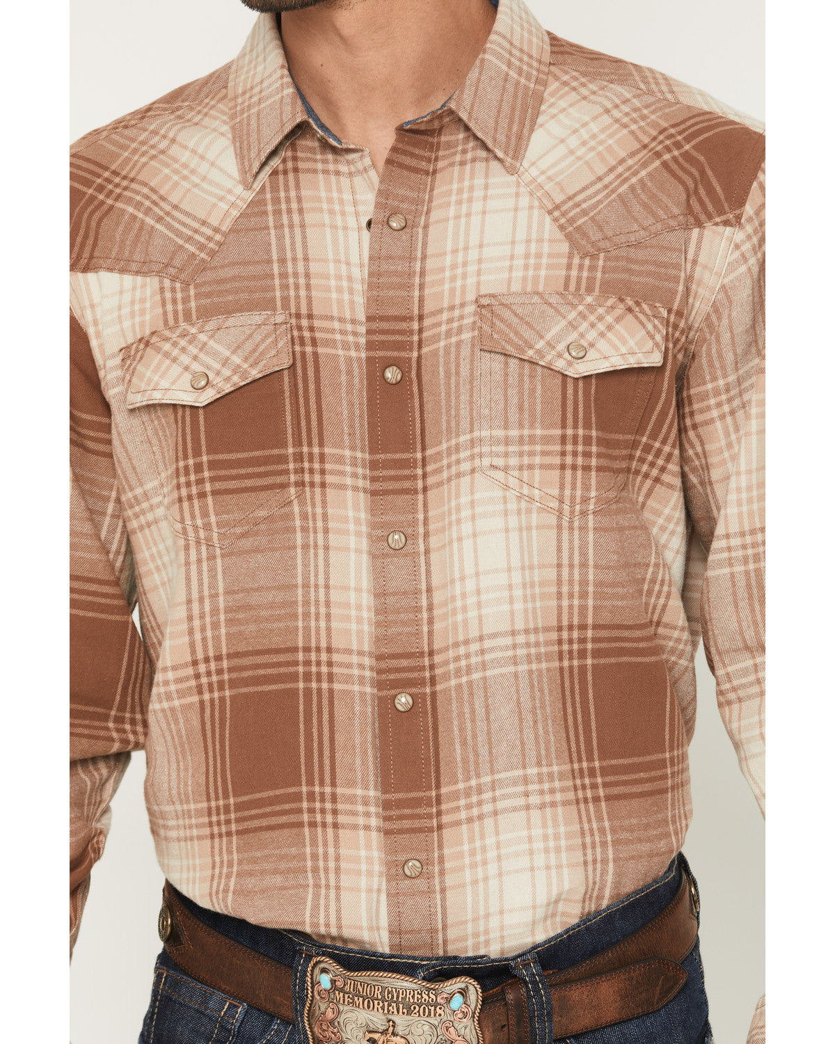 Cody James Men's Smoke Mountain Plaid Print Long Sleeve Snap Flannel S