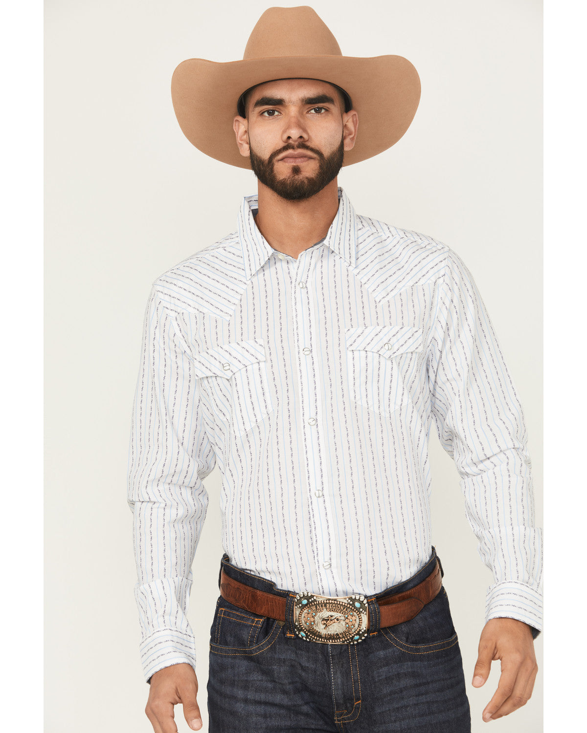 Cody James Men's Wild West Striped Long Sleeve Snap Western Shirt
