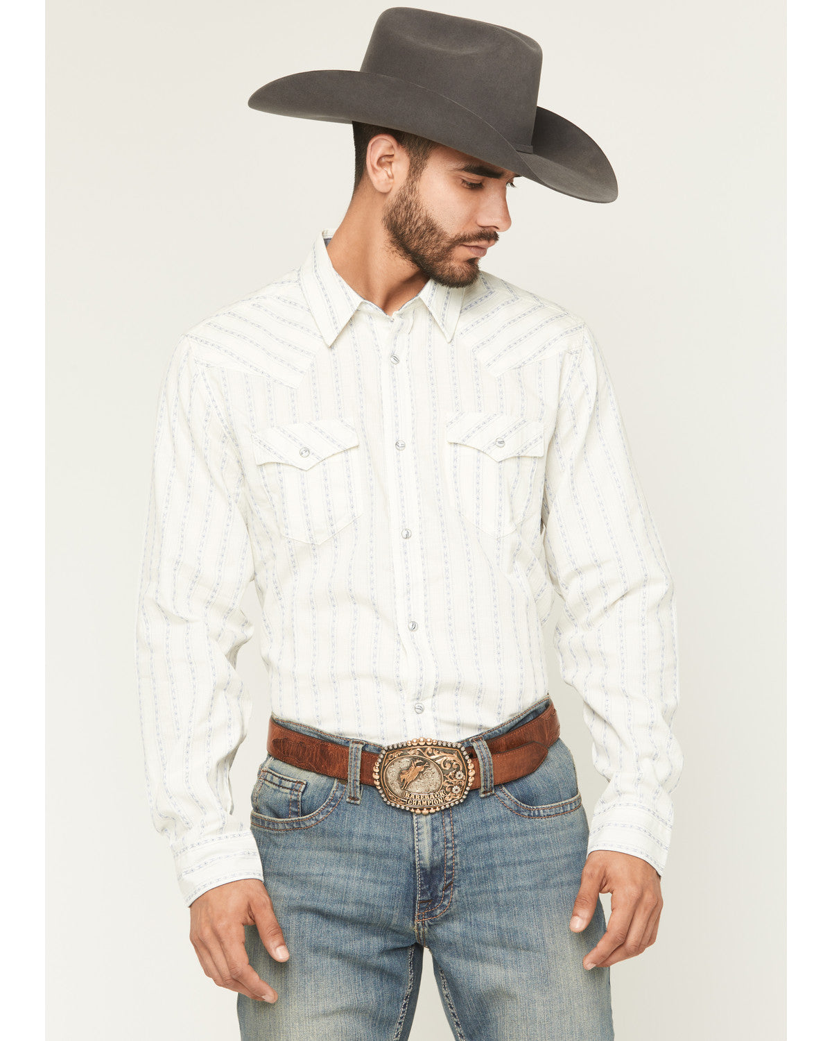 Cody James Men's Wyatt Stripe Print Long Sleeve Snap Western Shirt