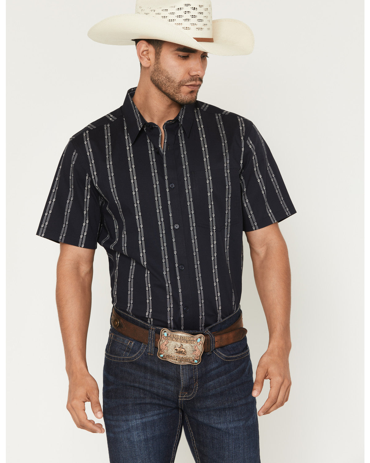 Cody James Men's Colorado Ridge Striped Short Sleeve Button-Down Stret