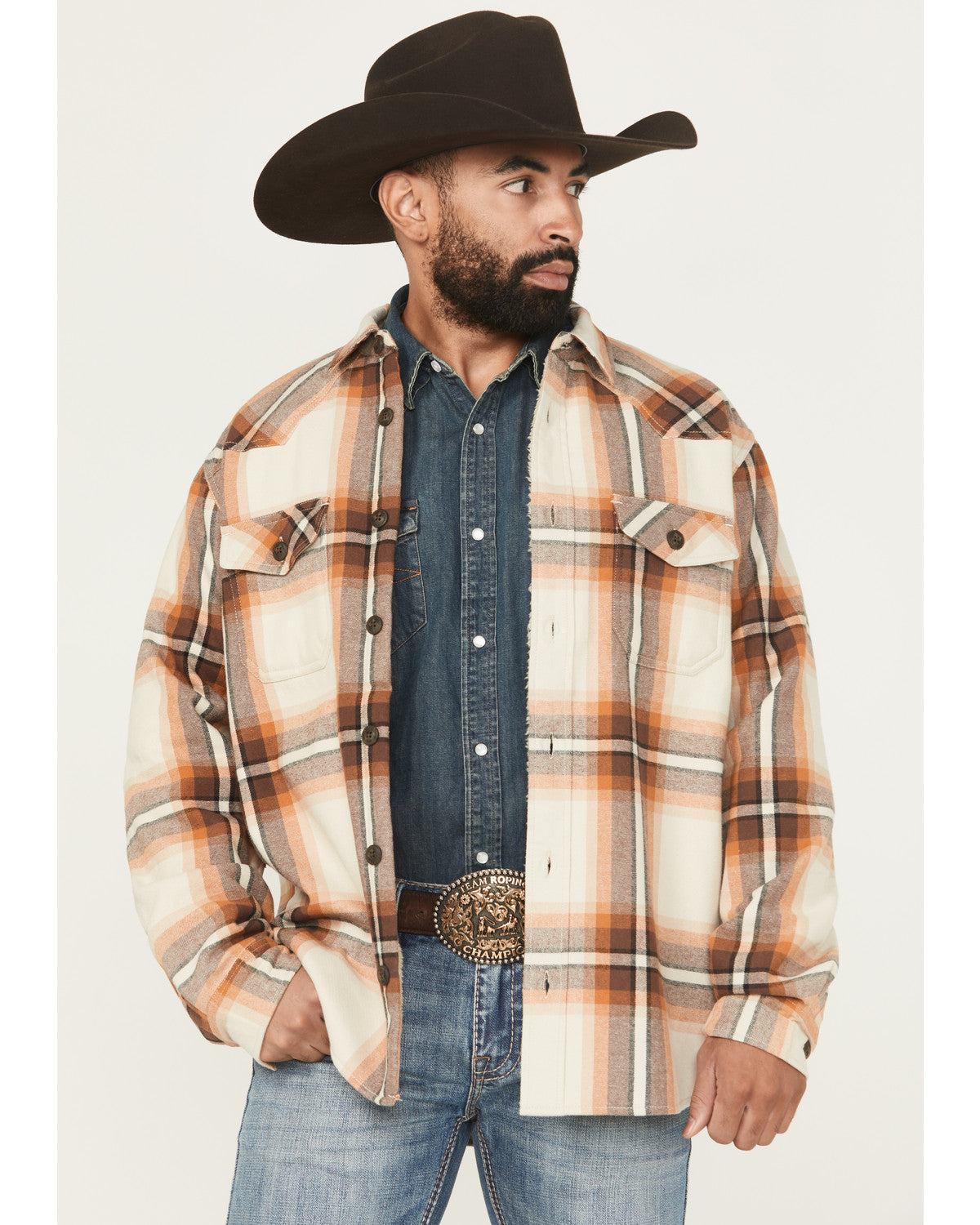Cody James Men's Grant Plaid Print Long Sleeve Sherpa Lined Button-Dow