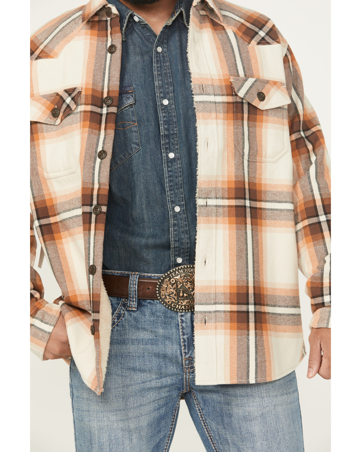 Cody James Men's Grant Plaid Print Long Sleeve Sherpa Lined Button-Dow