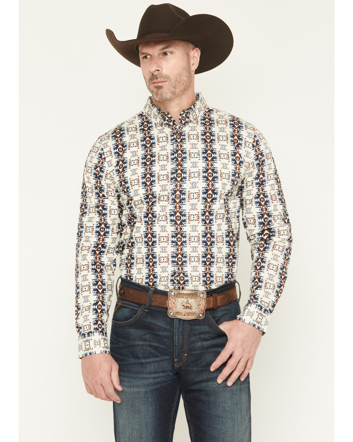 Cody James Men's Wild Prairie Southwestern Print Long Sleeve Button-Do
