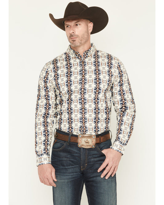 Cody James Men's Wild Prairie Southwestern Print Long Sleeve Button-Do