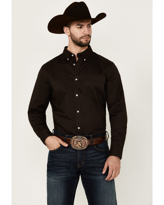 Cody James Men's Basic Solid Long Sleeve Button-Down Stretch Western S
