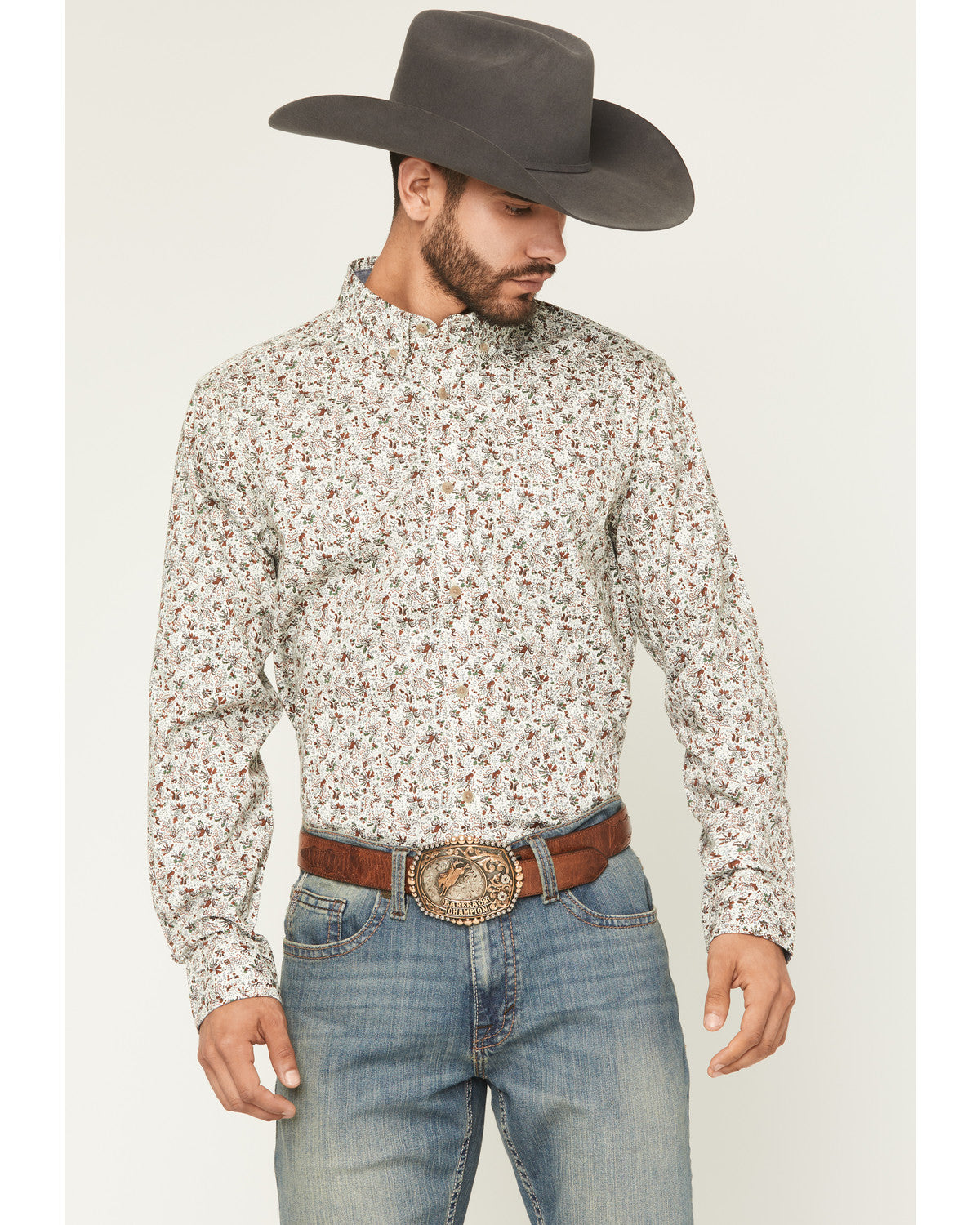 Cody James Men's Picher Floral Print Long Sleeve Button-Down Stretch W