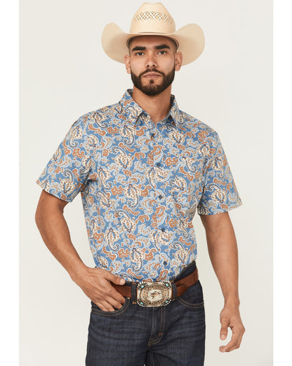 Cody James Men's Boise Paisley Print Short Sleeve Button-Down Stretch