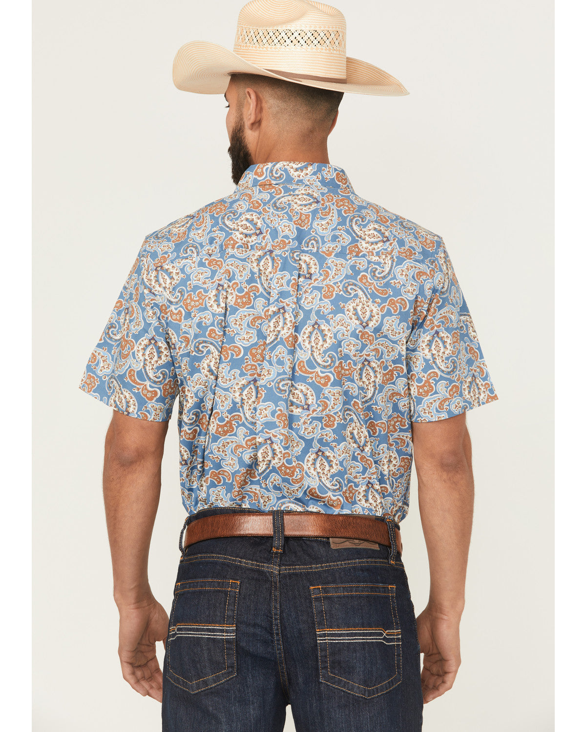 Cody James Men's Boise Paisley Print Short Sleeve Button-Down Stretch
