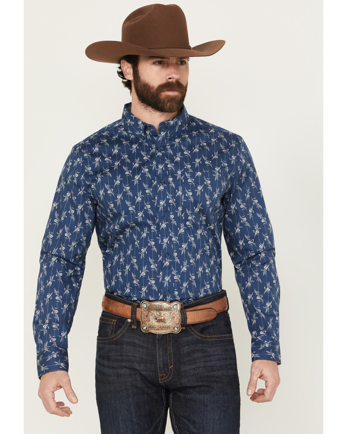 Cody James Men's Gila Grove Floral Striped Long Sleeve Button-Down Str