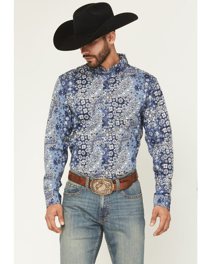 Cody James Men's Ride 'Em Cowboy Paisley Print Long Sleeve Button-Down