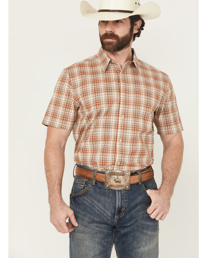 Cody James Men's Cowboy Chic Plaid Print Short Sleeve Button-Down Stre