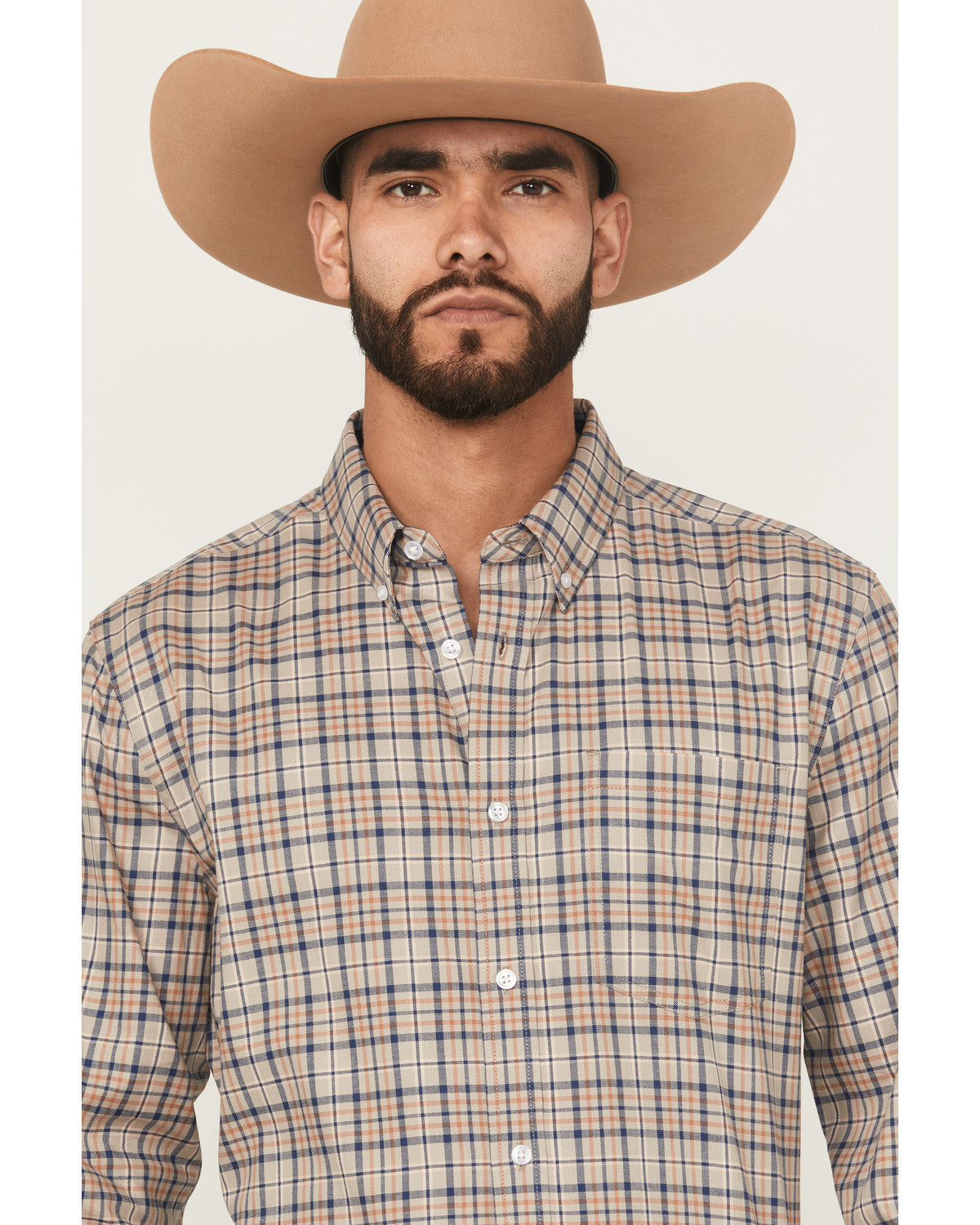 Cody James Men's Let's Mosey Plaid Print Long Sleeve Button-Down Stret