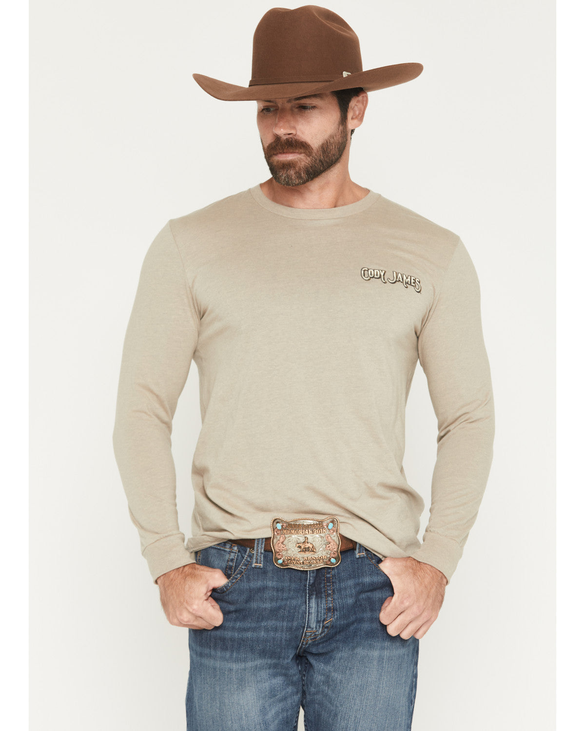 Cody James Men's Cowboy Sunset Long Sleeve Graphic T-Shirt