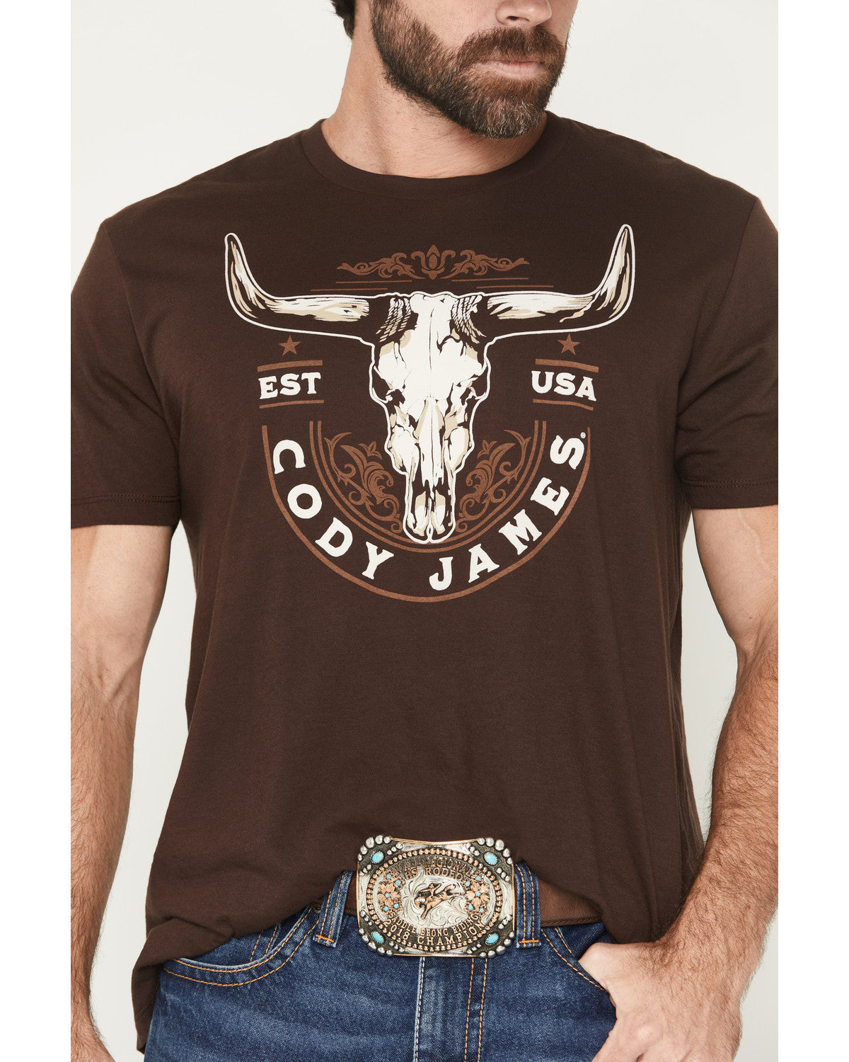 Cody James Men's USA Steerehead Short Sleeve Graphic T-Shirt