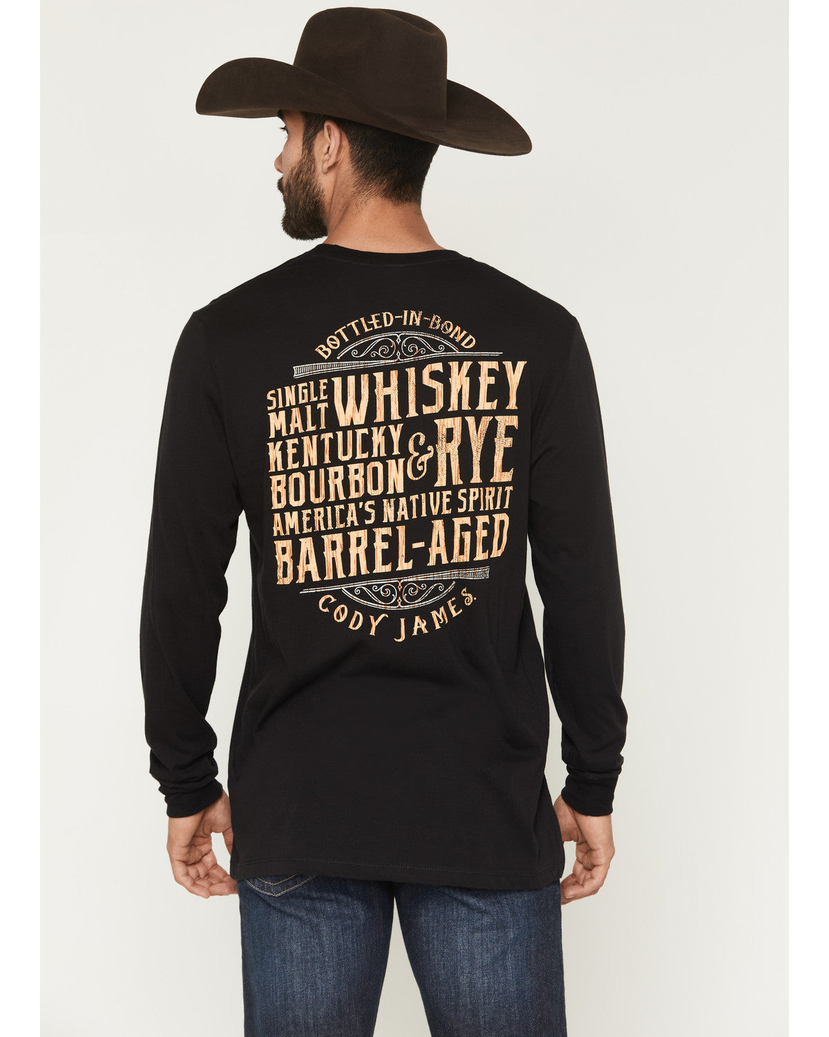 Cody James Men's Whiskey Verbiage Long Sleeve Graphic T-Shirt