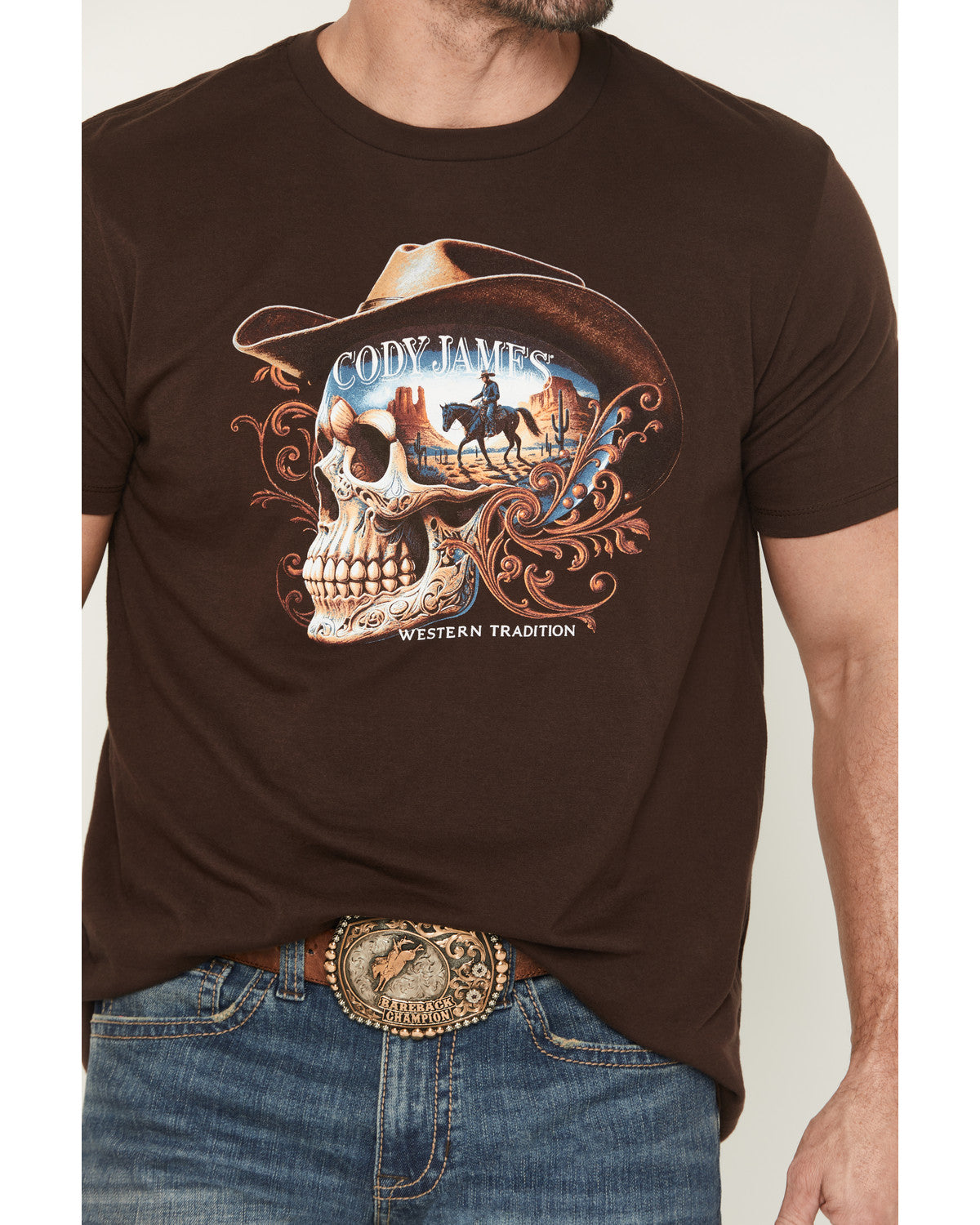 Cody James Men's Scenic Skull Head Short Sleeve Graphic T-Shirt