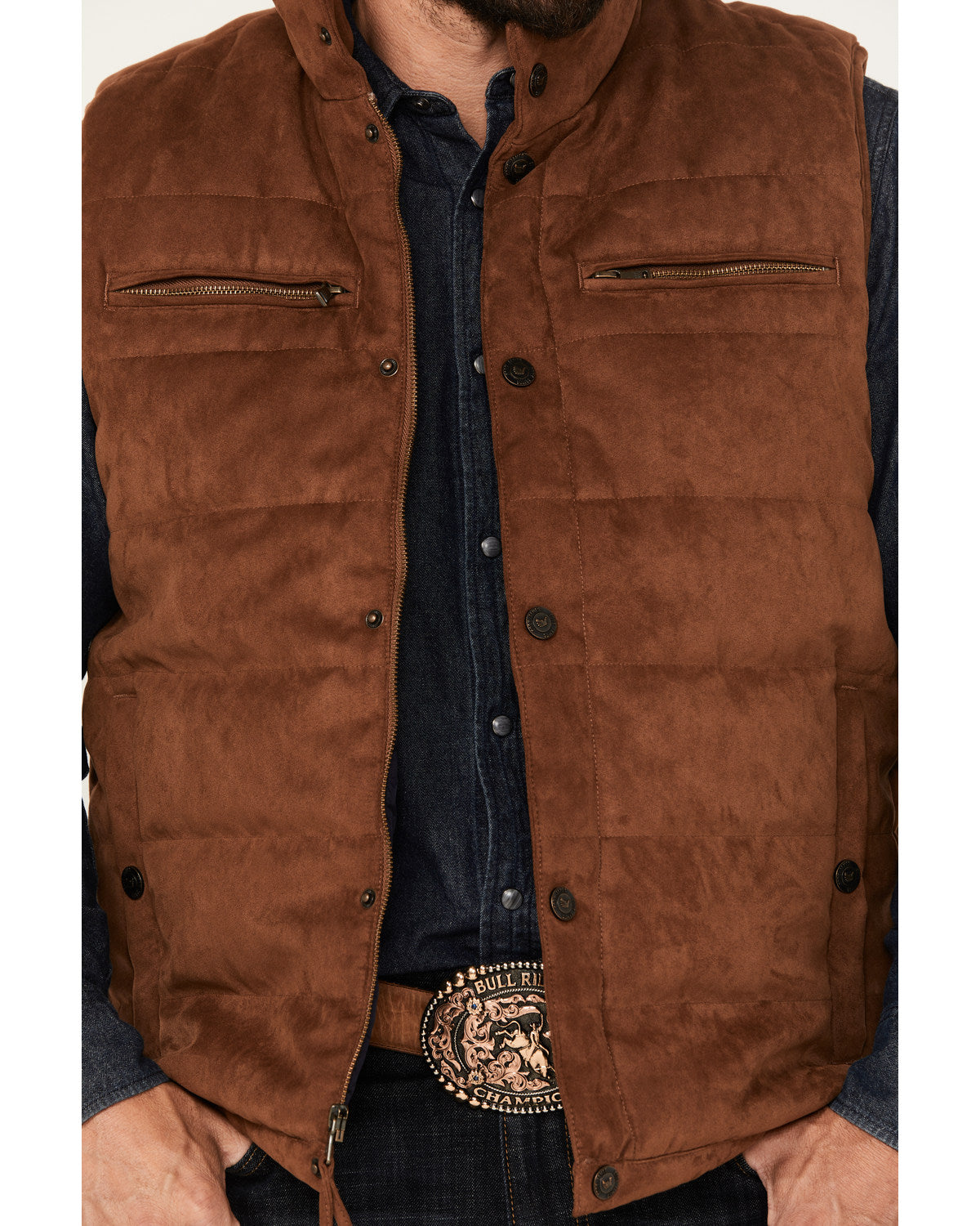Cody James Men's Faux Suede Puffer Vest