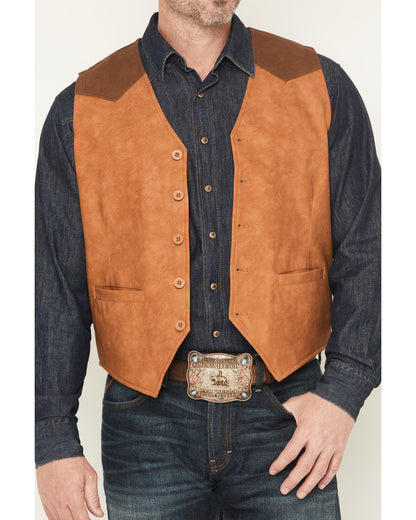 Cody James Men's Buckaroo Colorblock Faux Leather Button-Down Vest