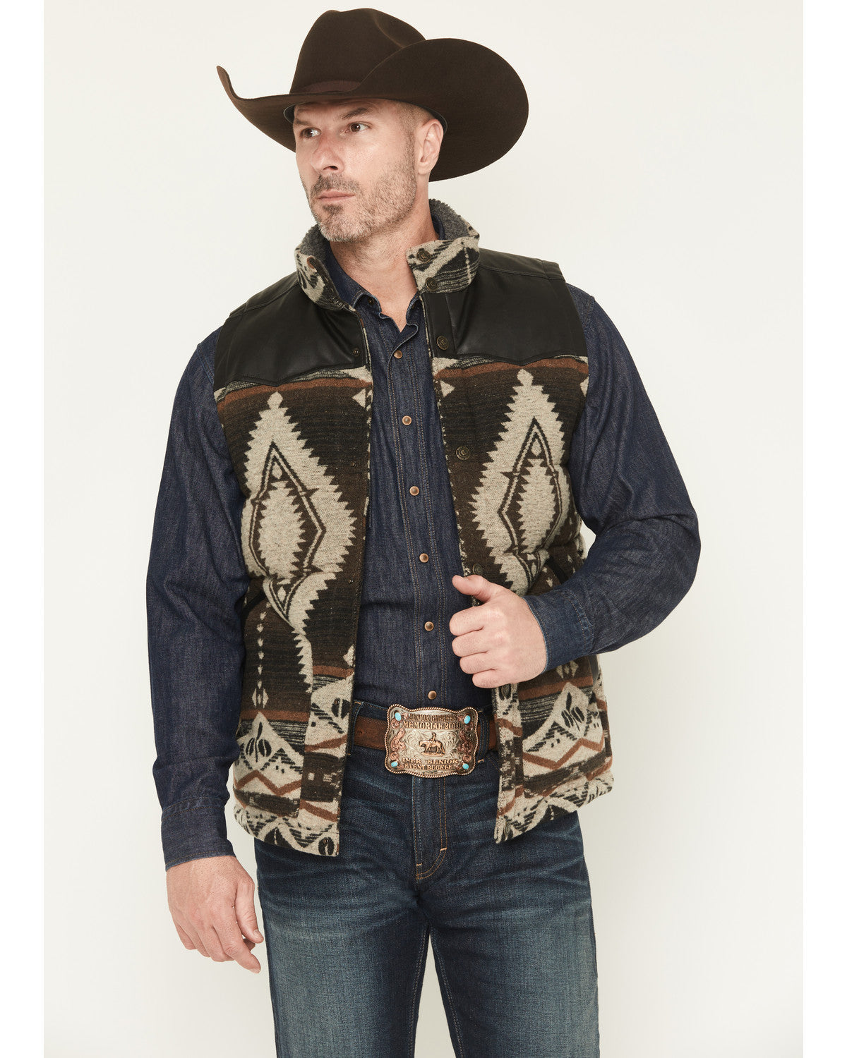 Cody James Men's Southwestern Print Flannel Insulated Vest