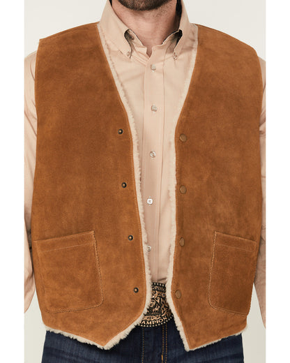 Cody James Men's Sherpa Lined Suede Snap Vest