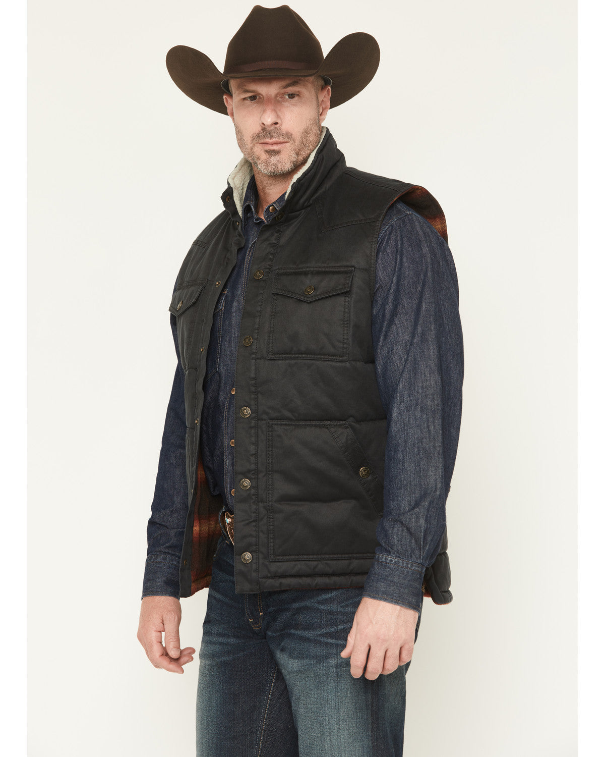 Cody James Men's Oil Slick Snap Lined Vest - Tall