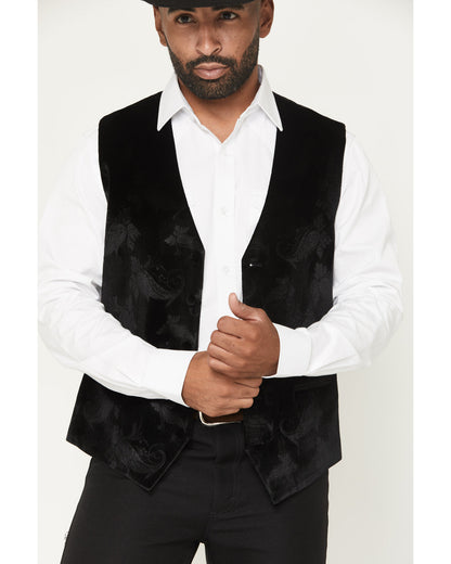 Cody James Men's Velvet Paisley Print Western Dress Vest