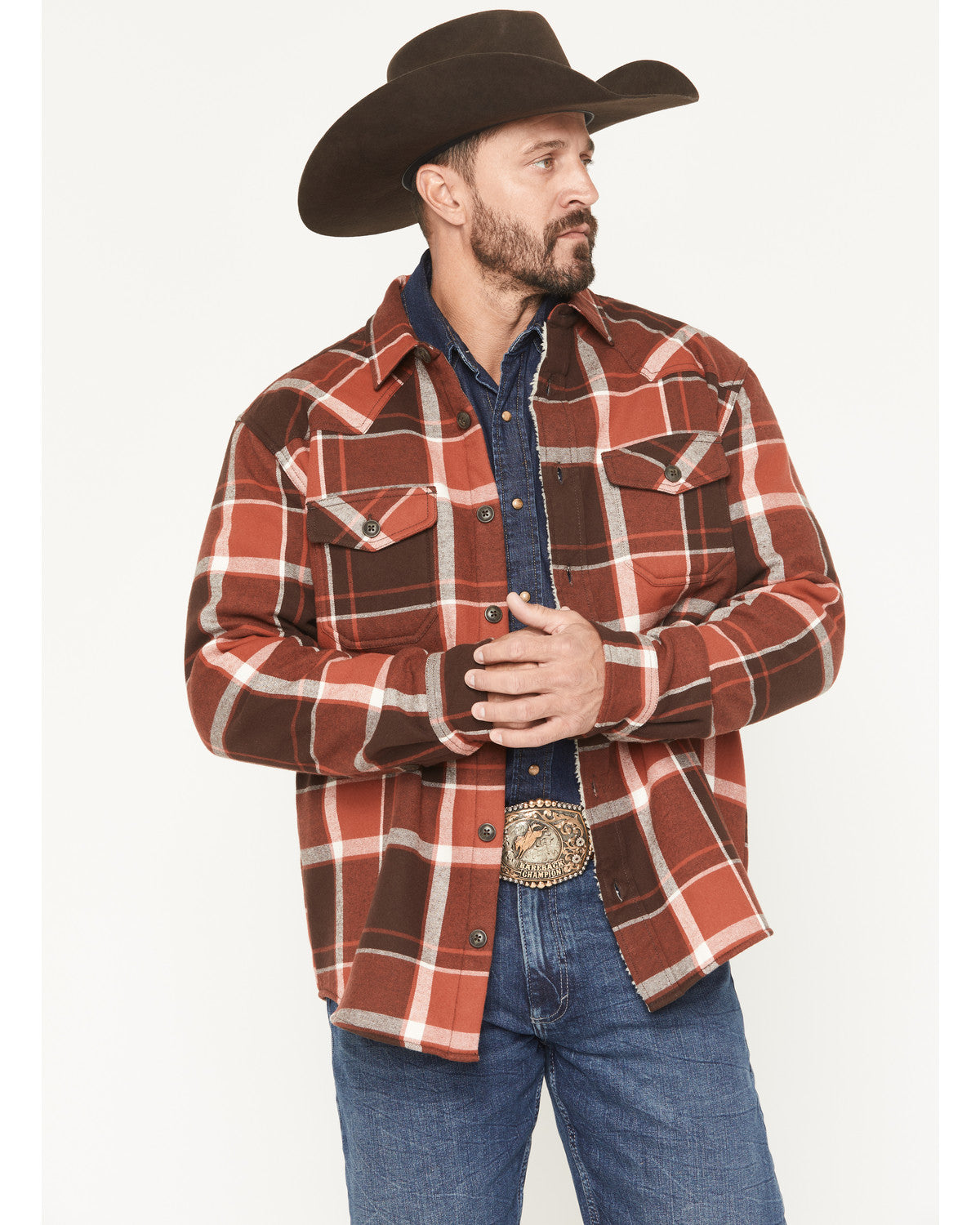 Cody James Men's Baxter Sherpa Lined Plaid Print Flannel Shirt Jacket