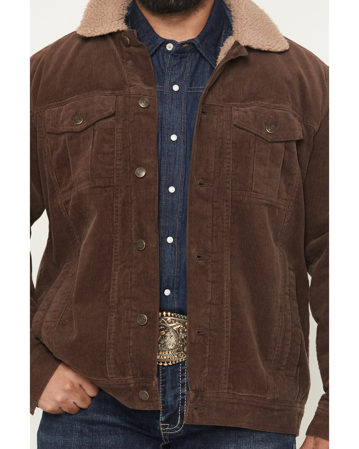 Cody James Men's Ozark Corduroy Sherpa Lined Heavyweight Trucker Jacke