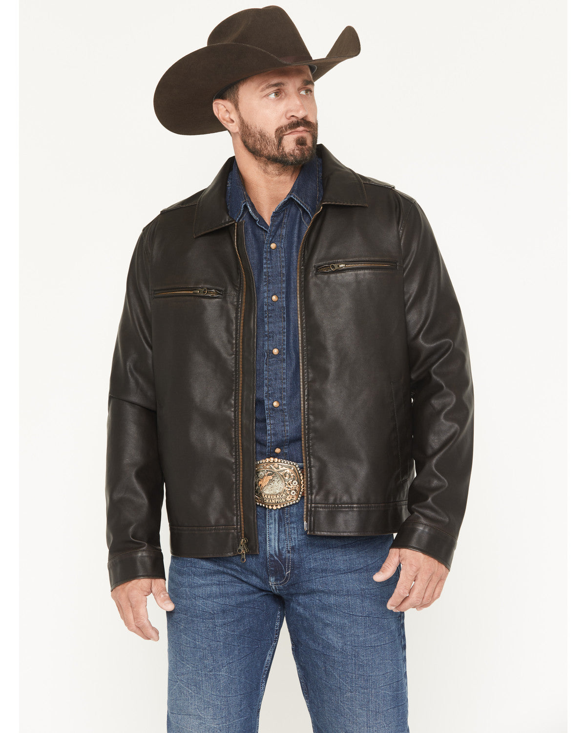 Cody James Men's Faux Leather Moto Jacket - Tall