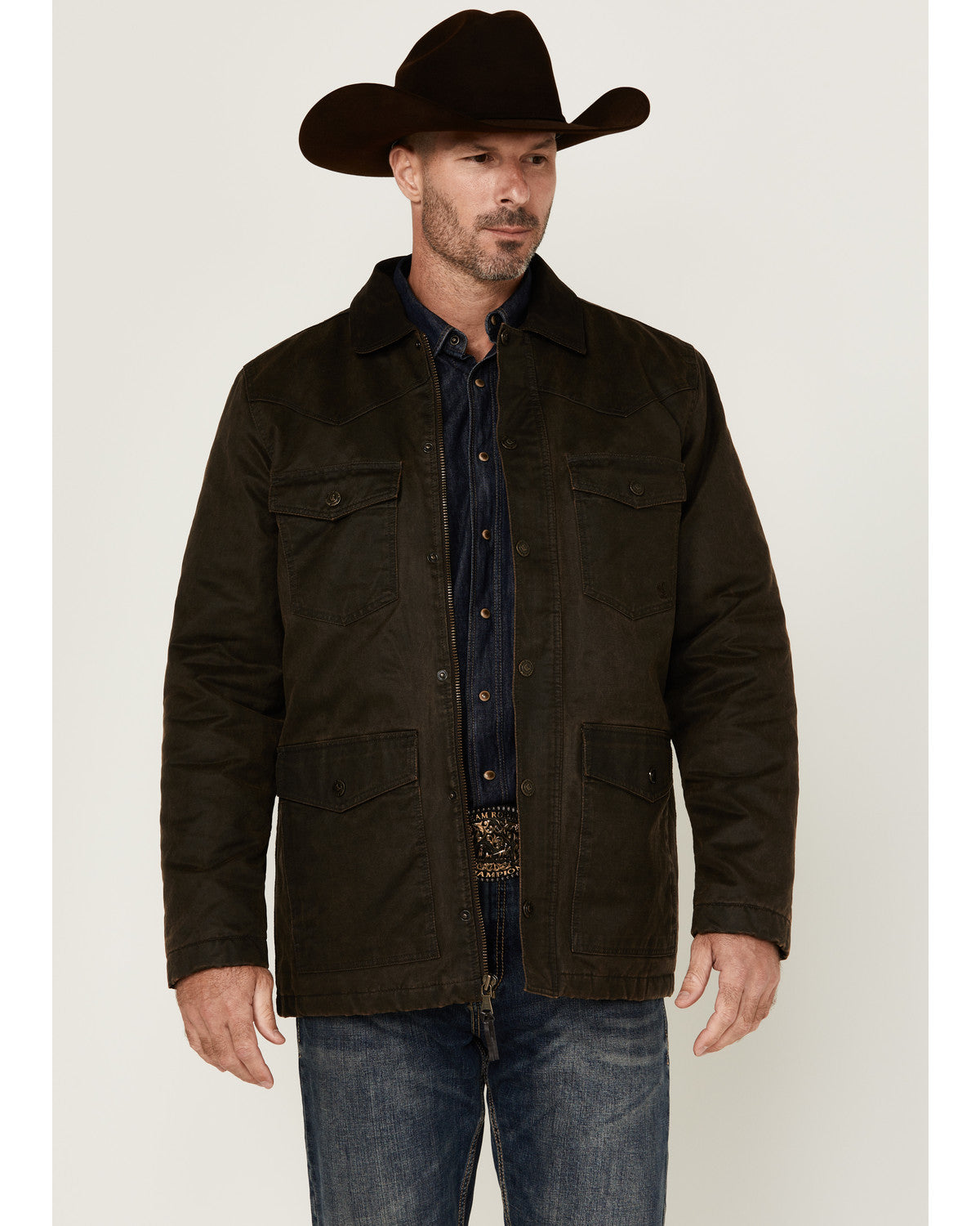 Cody James Men's Road Dust Washed Oil Skin Long Jacket - Tall