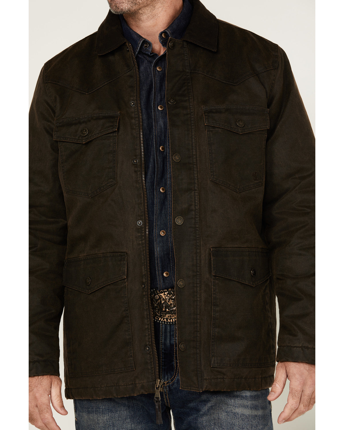 Cody James Men's Road Dust Washed Oil Skin Long Jacket - Big