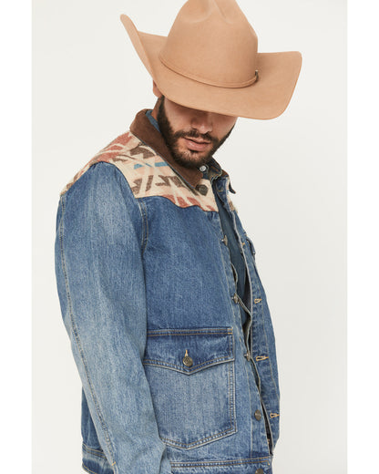 Cody James Men's Southwestern Blanket Yoke Unlined Denim Jacket