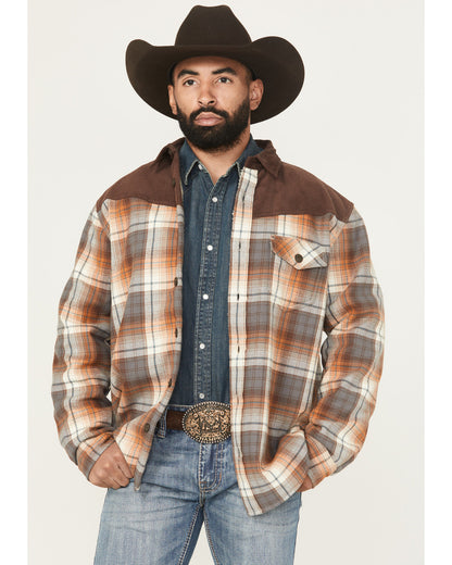 Cody James Men's Plaid Print Flannel Sherpa Lined Shirt Jacket