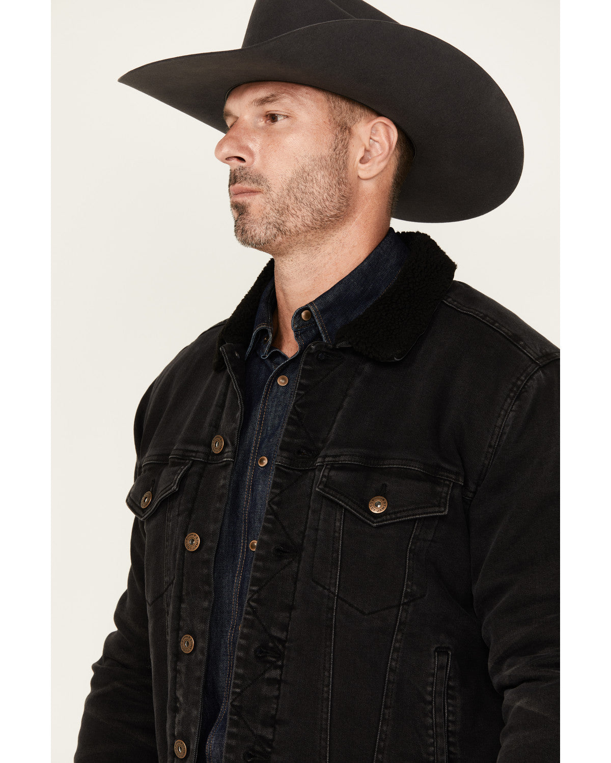 Cody James Men's Outlaw Sherpa Lined Denim Trucker Jacket
