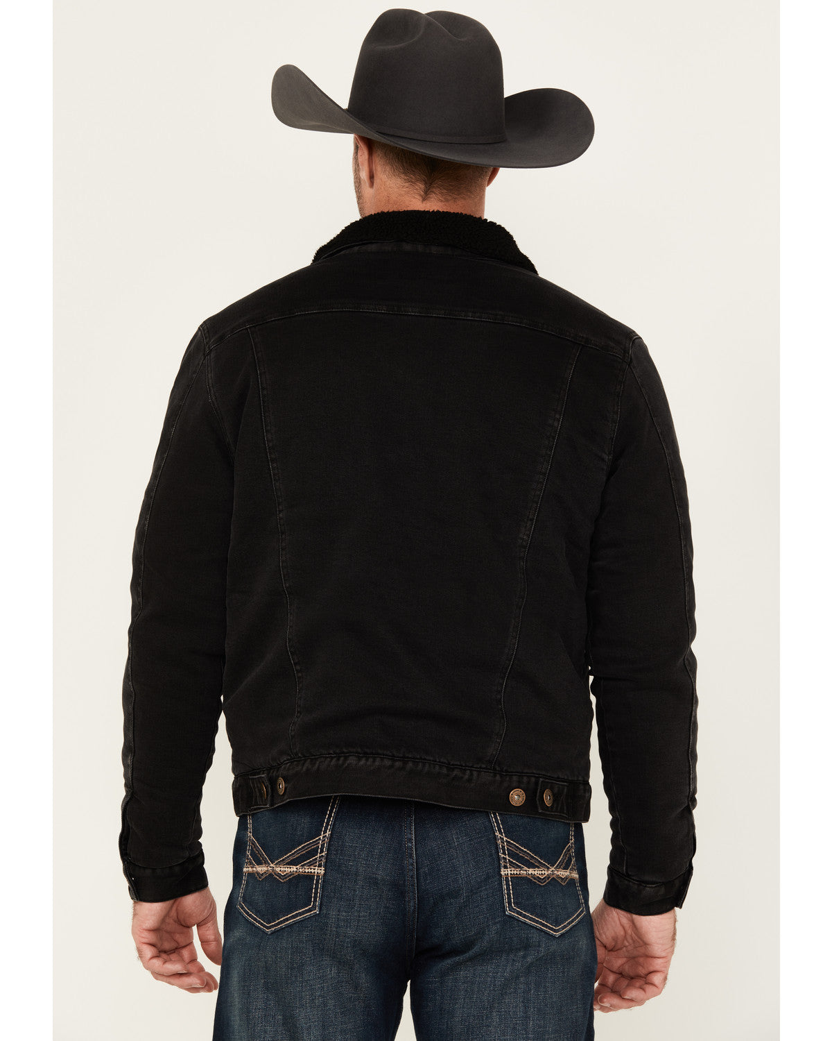 Cody James Men's Outlaw Sherpa Lined Denim Trucker Jacket