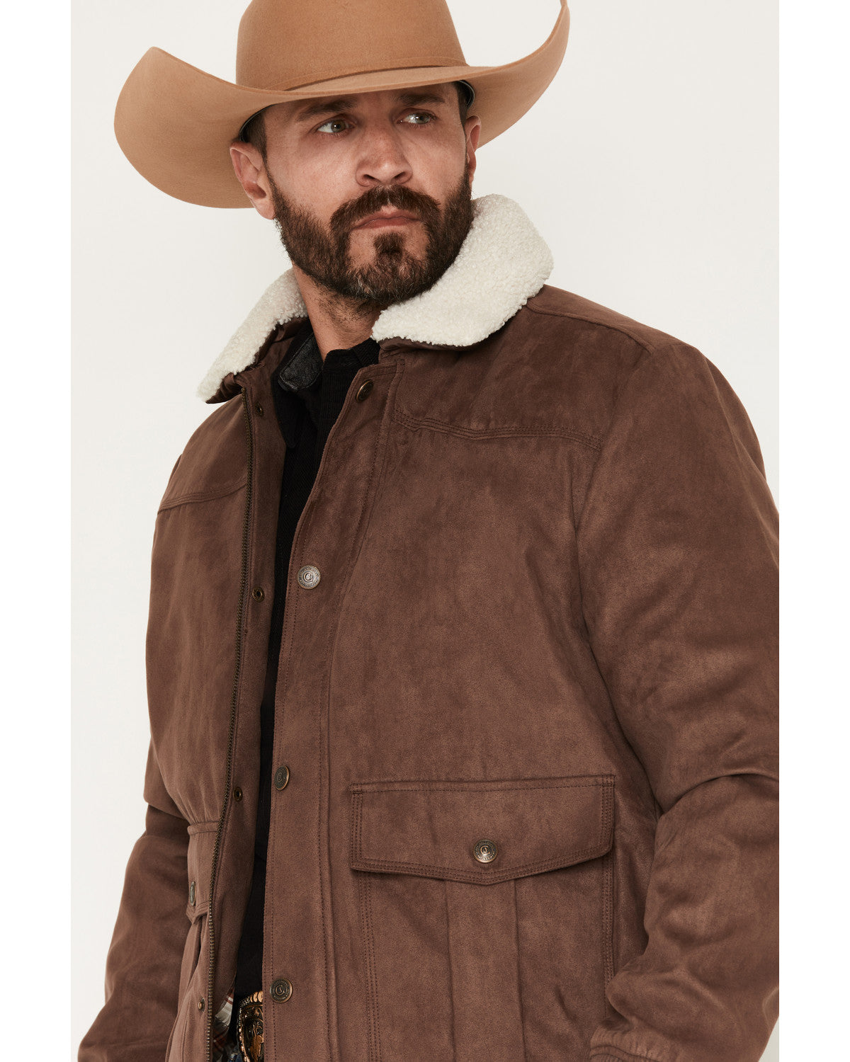 Cody James Men's Edward Faux Suede Snap Sherpa Bomber Jacket