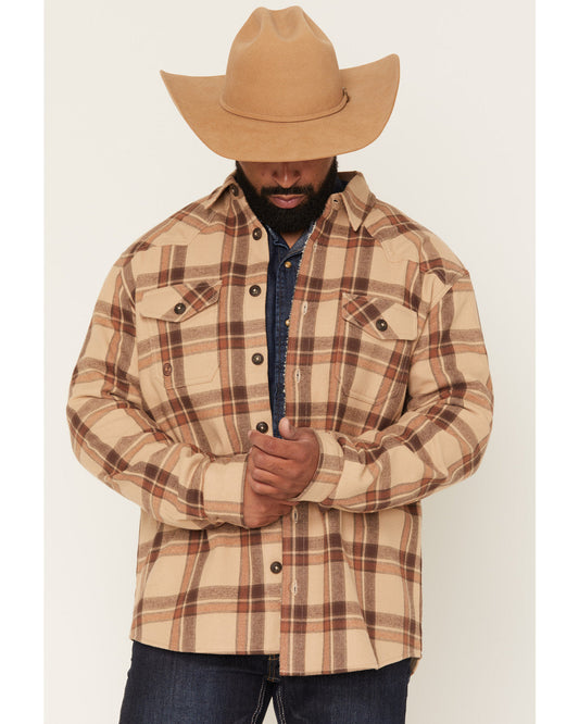 Cody James Men's Hombre Plaid Print Sherpa Lined Shirt Jacket