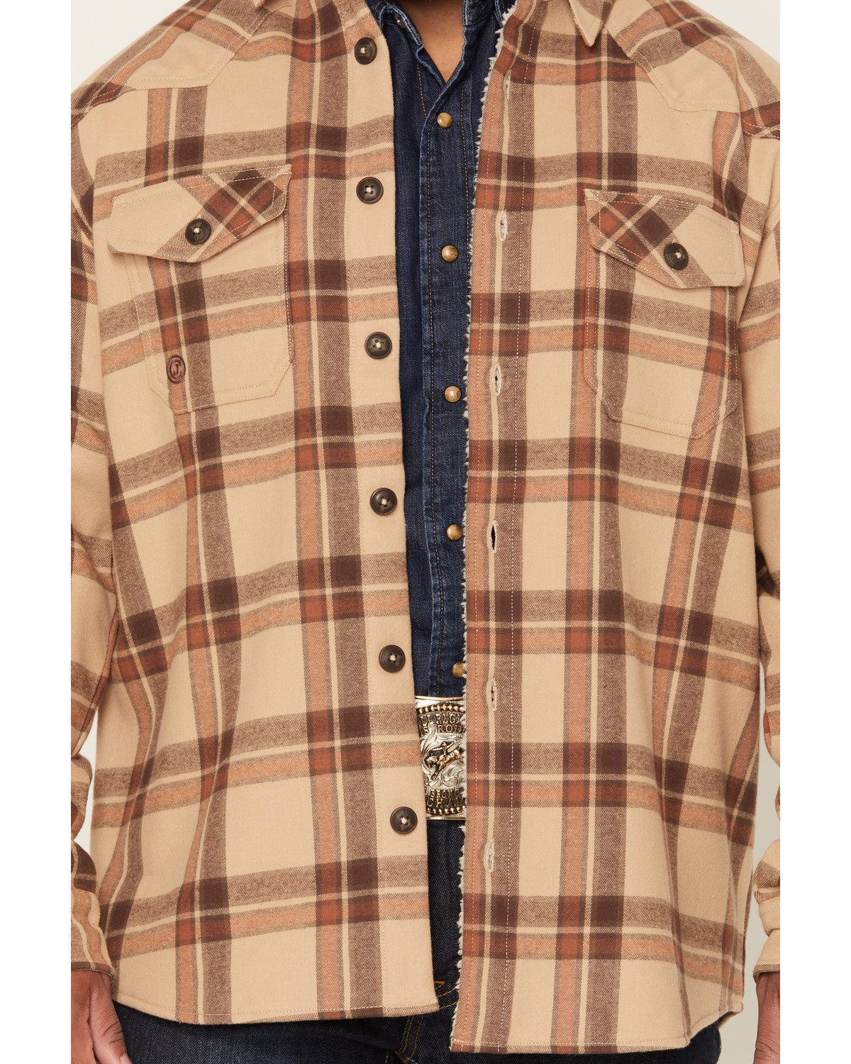Cody James Men's Hombre Plaid Print Sherpa Lined Shirt Jacket
