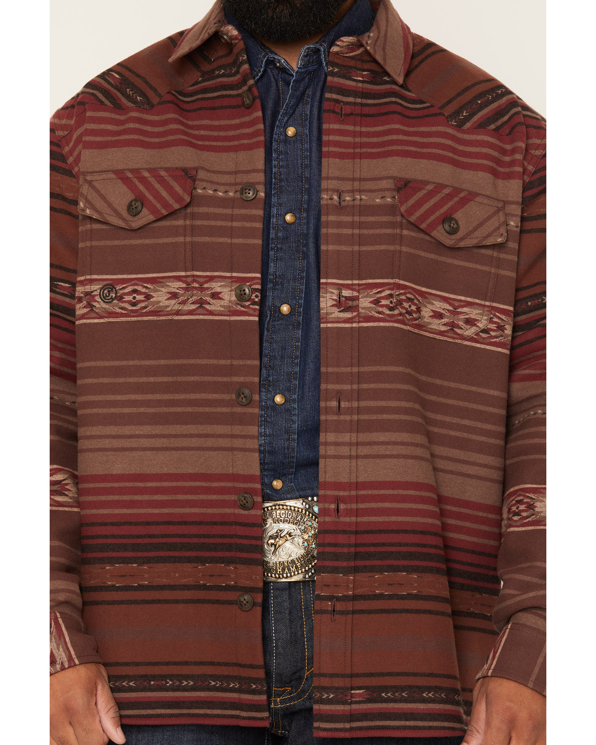Cody James Men's Drif Southwestern Serape Striped Fleece Lined Shirt J