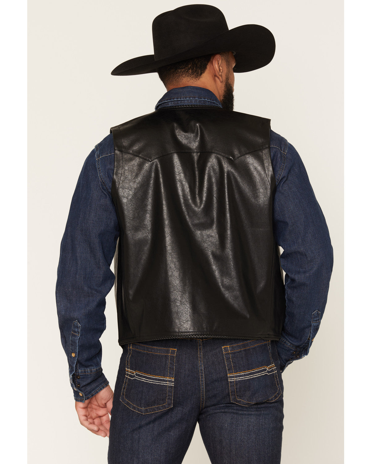 Cody James Men's Hogan Faux Leather Braided Trim Button-Down Vest