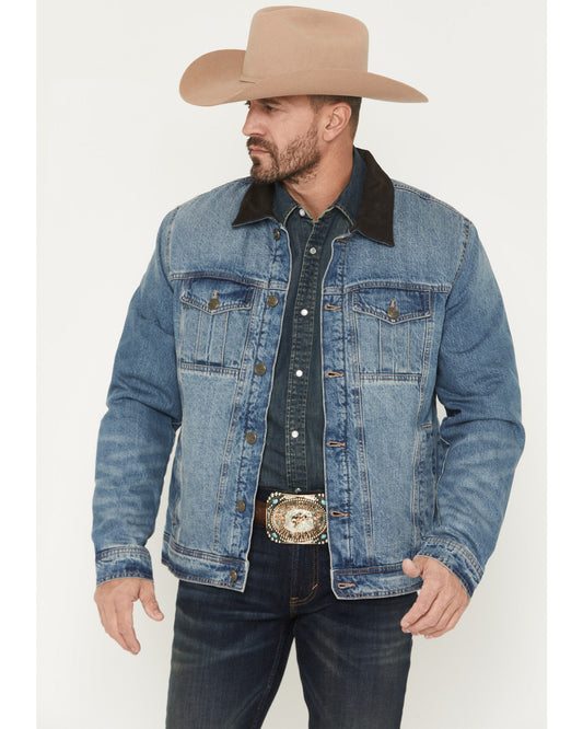 Cody James Men's Bandera Light Wash Sherpa Lined Denim Jacket