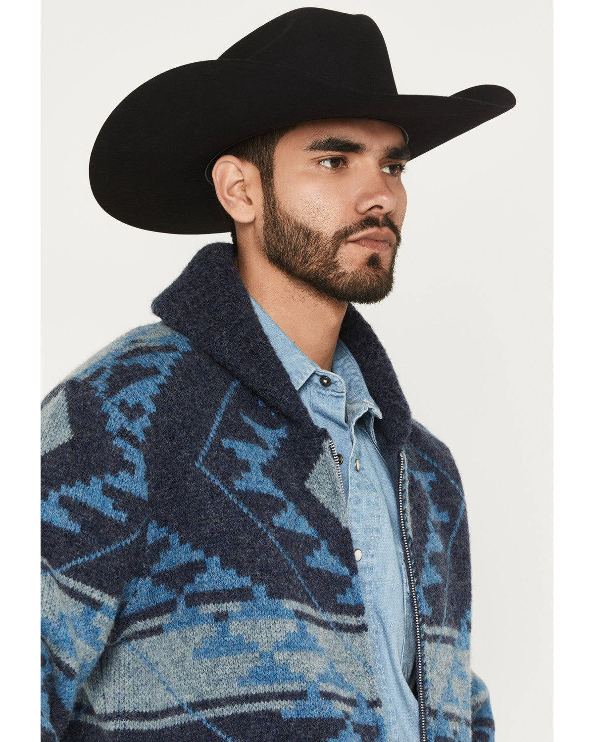 Cody James Men's Carson Southwestern Print Full Zip Wool Sweater