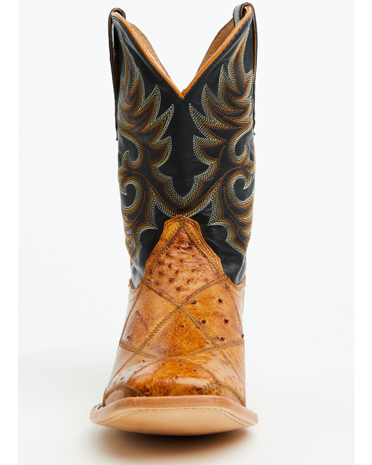 Cody James Men's Exotic Ostrich Patchwork Western Boots - Broad Square