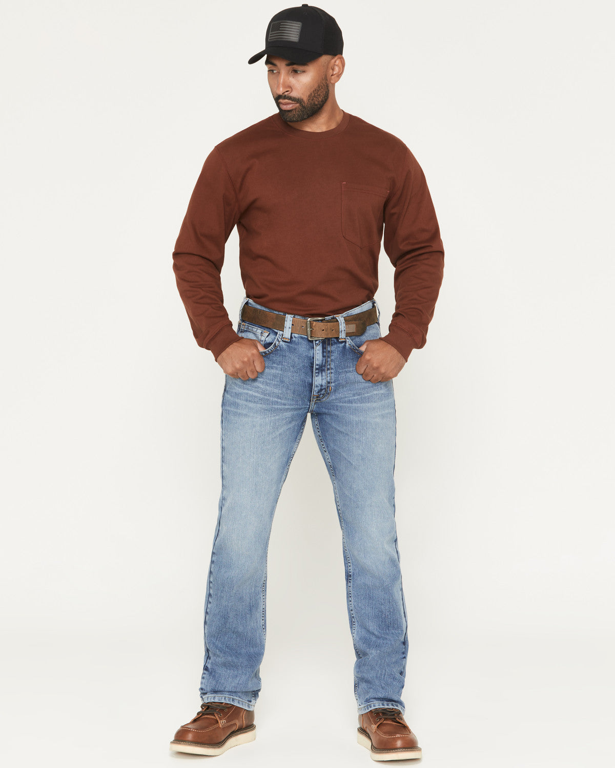 Cody James Men's FR Clover Leaf Wash Slim Straight Stretch Denim Jeans